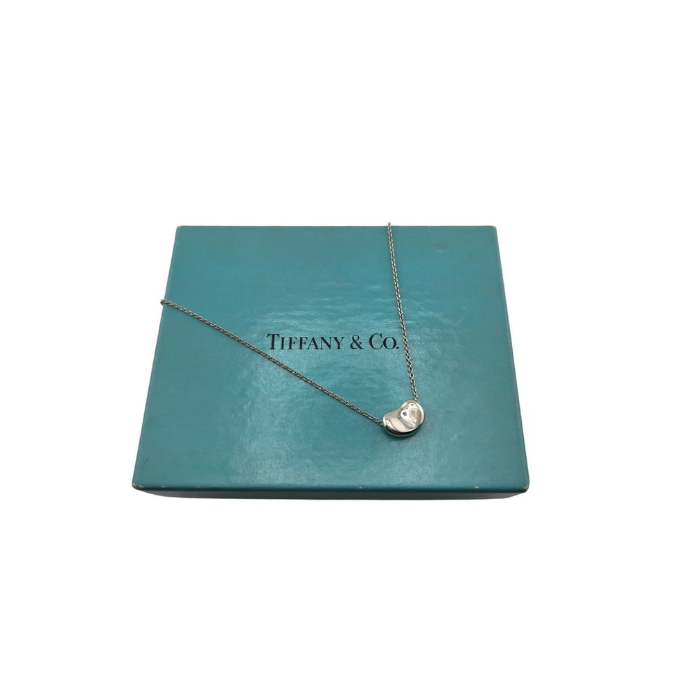 Tiffany & Co Elsa Peretti Bean Necklace Sterling Silver 9mm Pendant 16in Chain